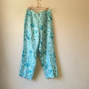 Vintage Adrianne pepall 100% silk blue floral pattern‎ beaded pants size 18